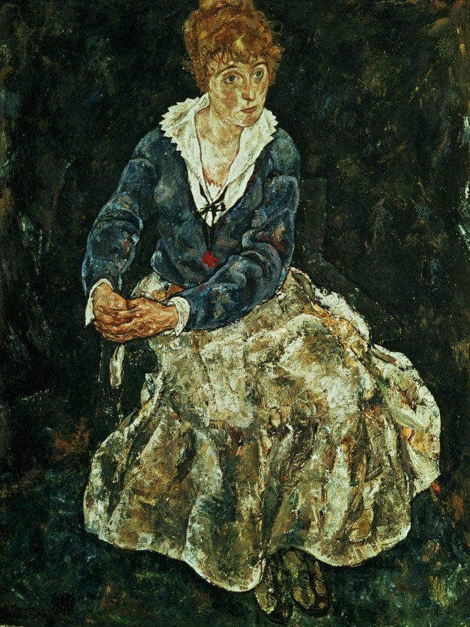 The Artist's Wife Seated By Egon Schiele Fine Art Print