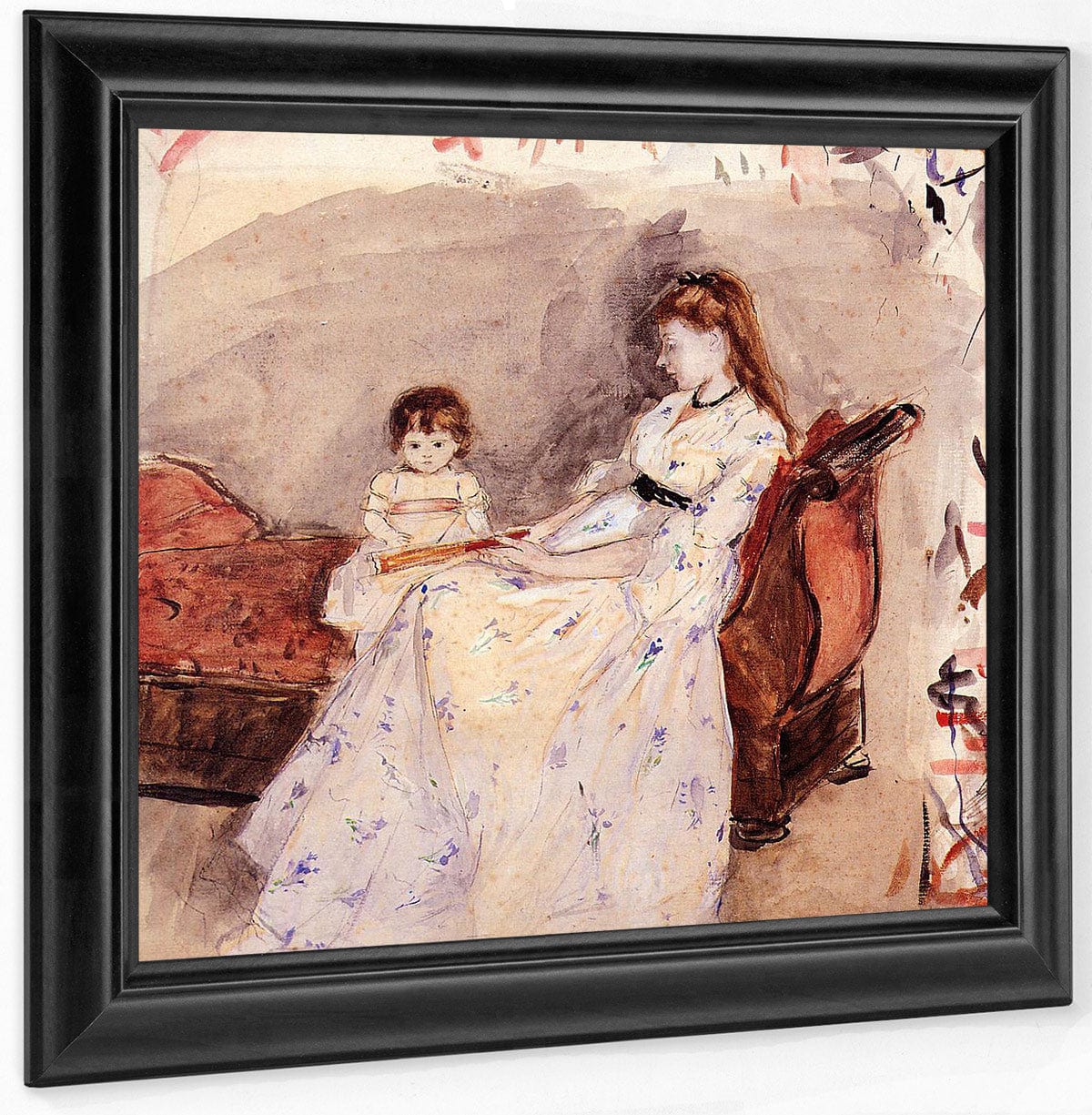 The Artists Sister Edma With Her Daughter Jeanne 1872 Watercolor National Gallery Of Art Washinton By Berthe Morisot Fine Art Print