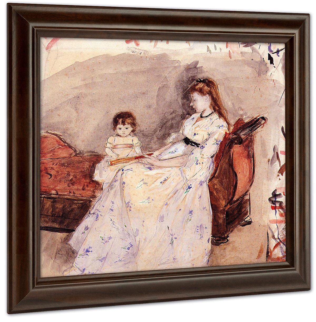 The Artists Sister Edma With Her Daughter Jeanne 1872 Watercolor National Gallery Of Art Washinton By Berthe Morisot Fine Art Print
