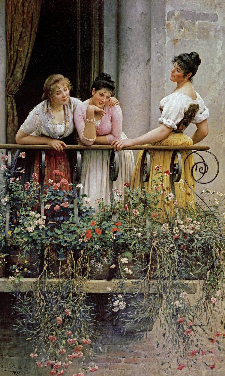 The Balcony By Eugen Von Blaas Fine Art Print