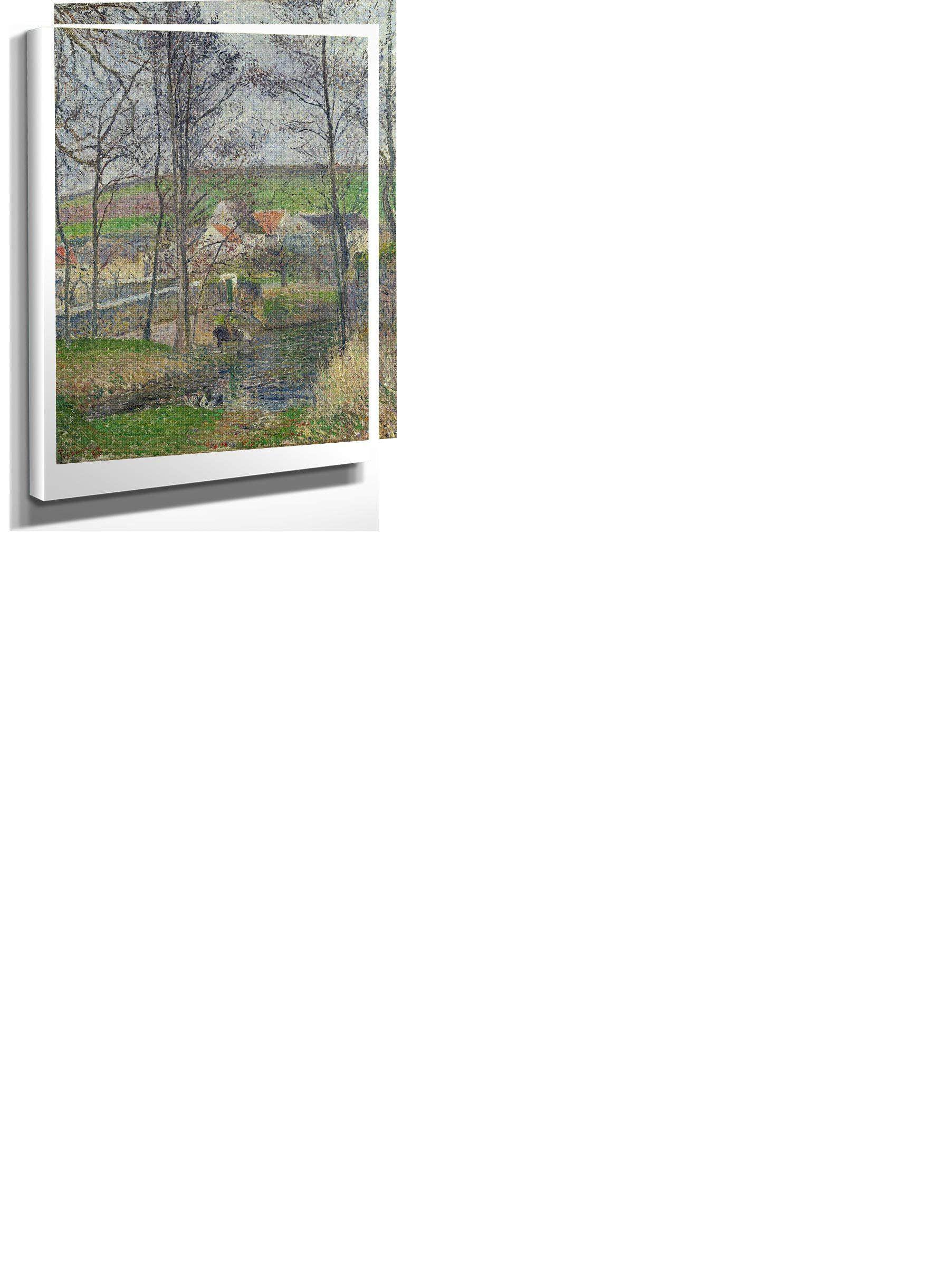 The Banks Of The Viosne At Osny In Grey Weather Winter By Camille Pissarro Fine Art Print
