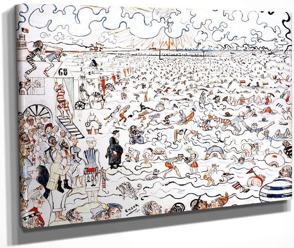 The Baths At Ostend By James Ensor Fine Art Print