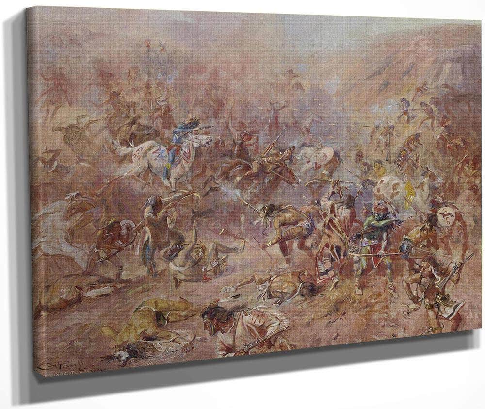 The Battle At Belly River By Charles Marion Russell Fine Art Print