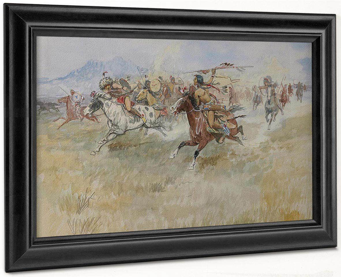 The Battle Between The Blackfeet And The Piegans, 1897 By Charles Marion Russell Fine Art Print