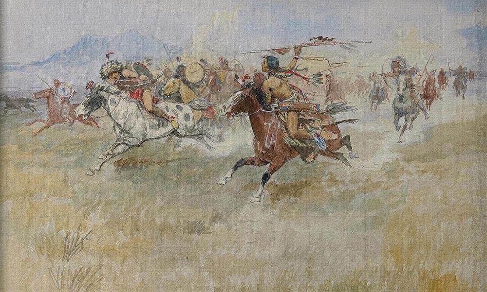The Battle Between The Blackfeet And The Piegans, 1897 By Charles Marion Russell Fine Art Print