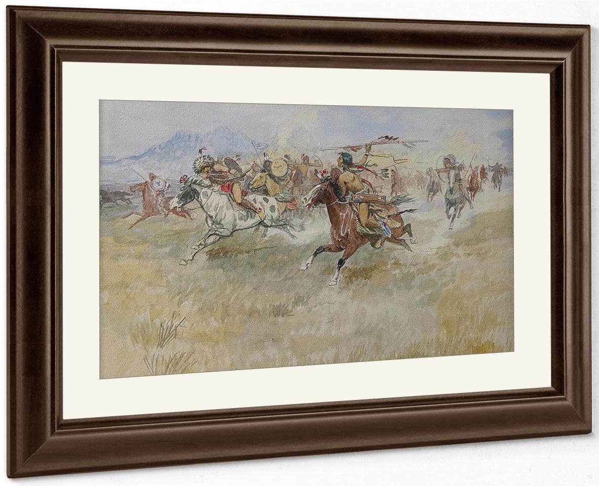 The Battle Between The Blackfeet And The Piegans, 1897 By Charles Marion Russell Fine Art Print