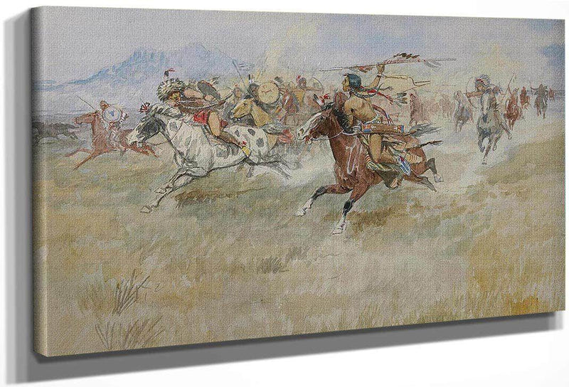The Battle Between The Blackfeet And The Piegans, 1897 By Charles Marion Russell Fine Art Print