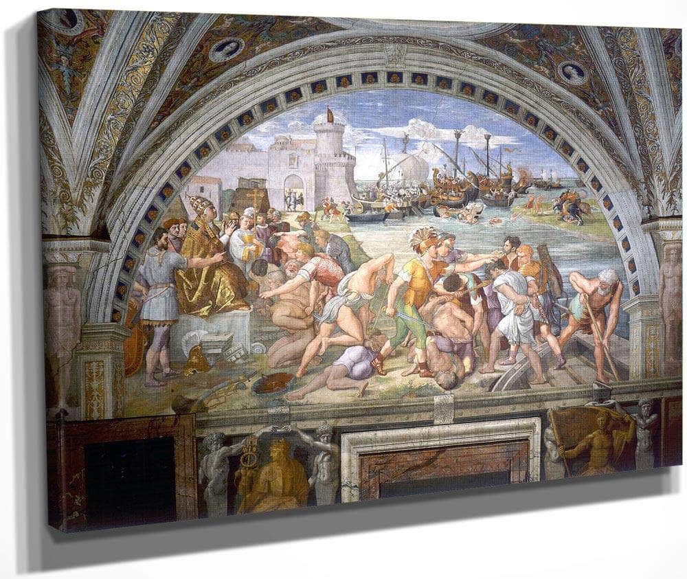 The Battle Of Ostia By Raphael Fine Art Print
