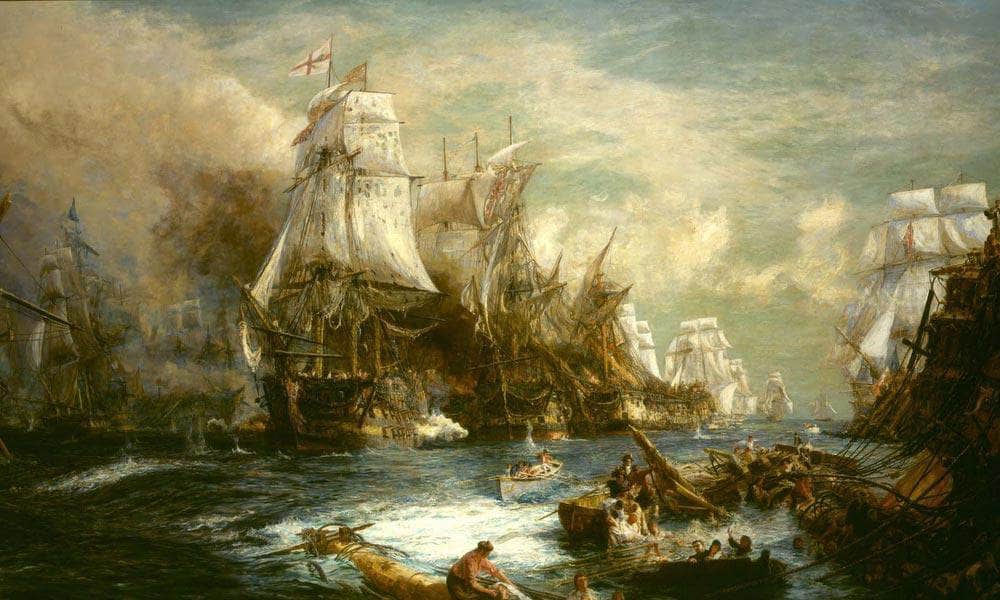 The Battle Of Trafalgar By William Lionel Wyllie Fine Art Print