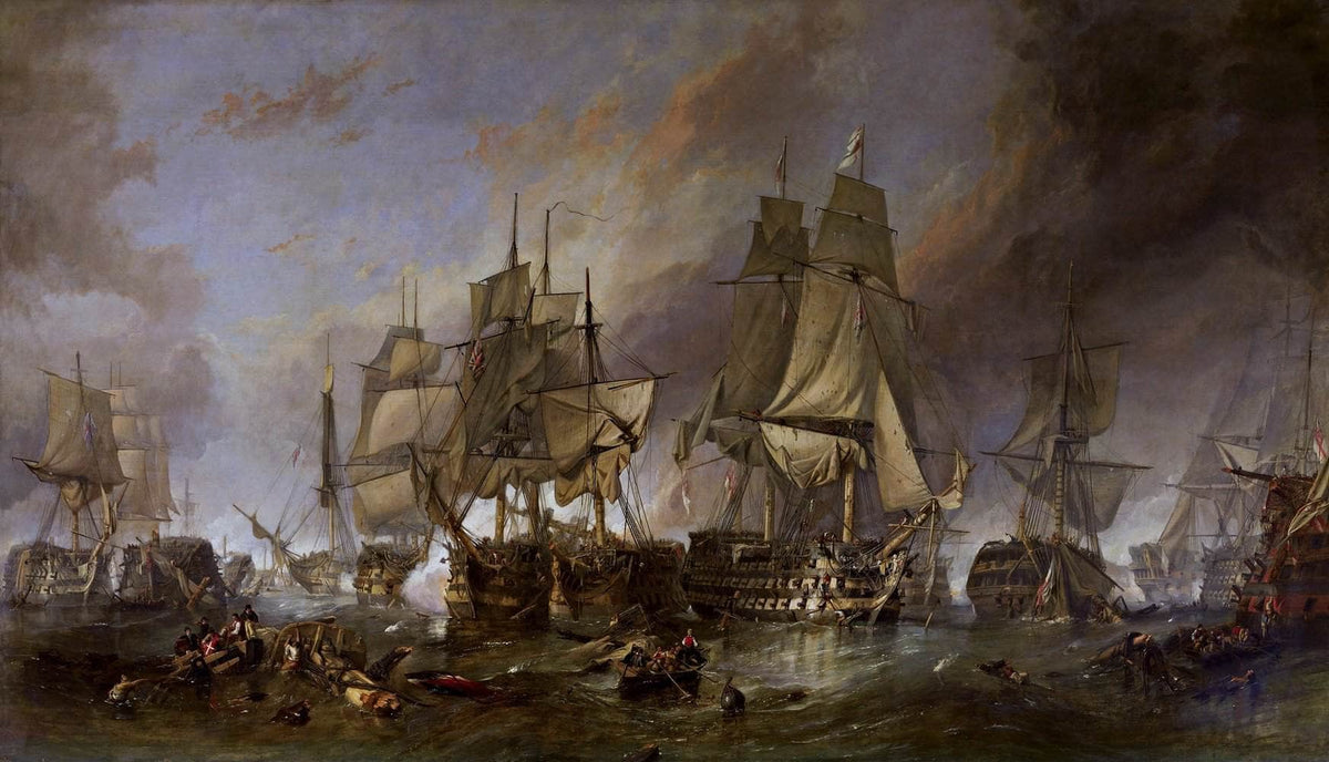The Battle Of Trafalgar Painting William Clarkson Stanfield Canvas Art Fine Art Print