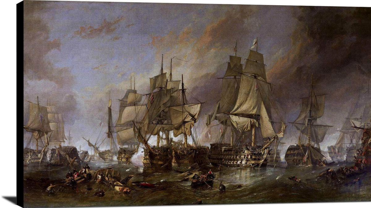 The Battle Of Trafalgar Painting William Clarkson Stanfield Canvas Art Fine Art Print