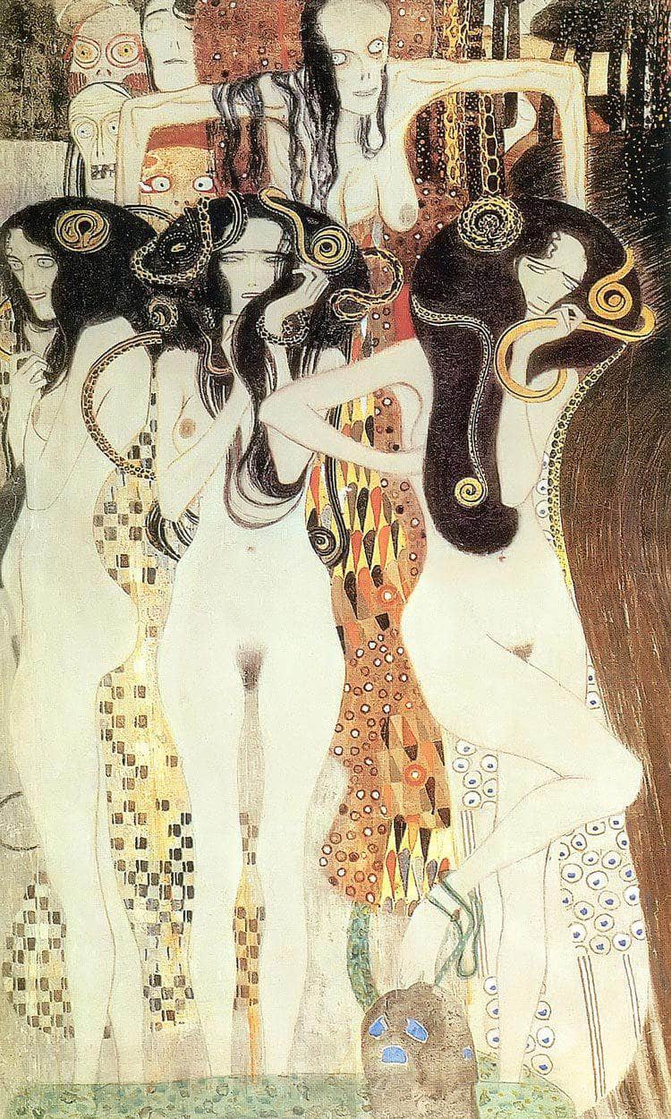The Beethove Frieze The Gorgons By Gustav Klimt Fine Art Print