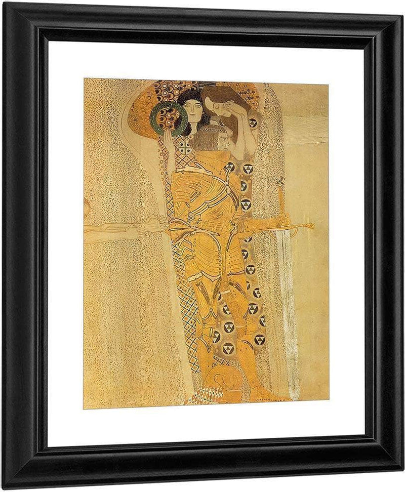 The Beethoven Frieze Ambition, Copassion And The Knight In Shning Armor ( Detail) By Gustav Klimt Fine Art Print