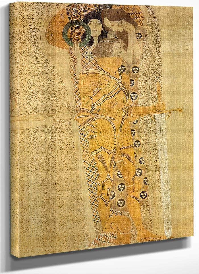 The Beethoven Frieze Ambition, Copassion And The Knight In Shning Armor ( Detail) By Gustav Klimt Fine Art Print
