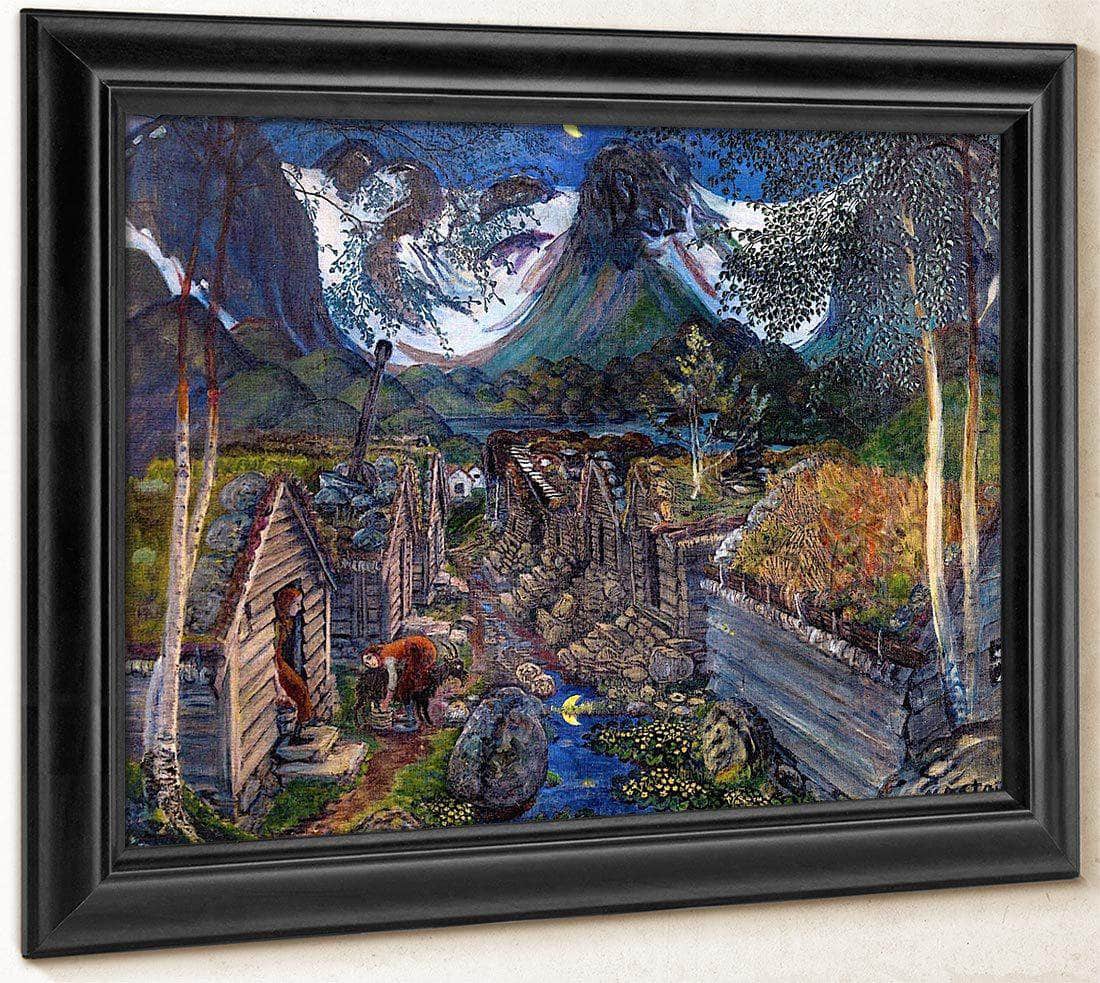 The Befring Mountain Farms By Nicolai Astrup Fine Art Print