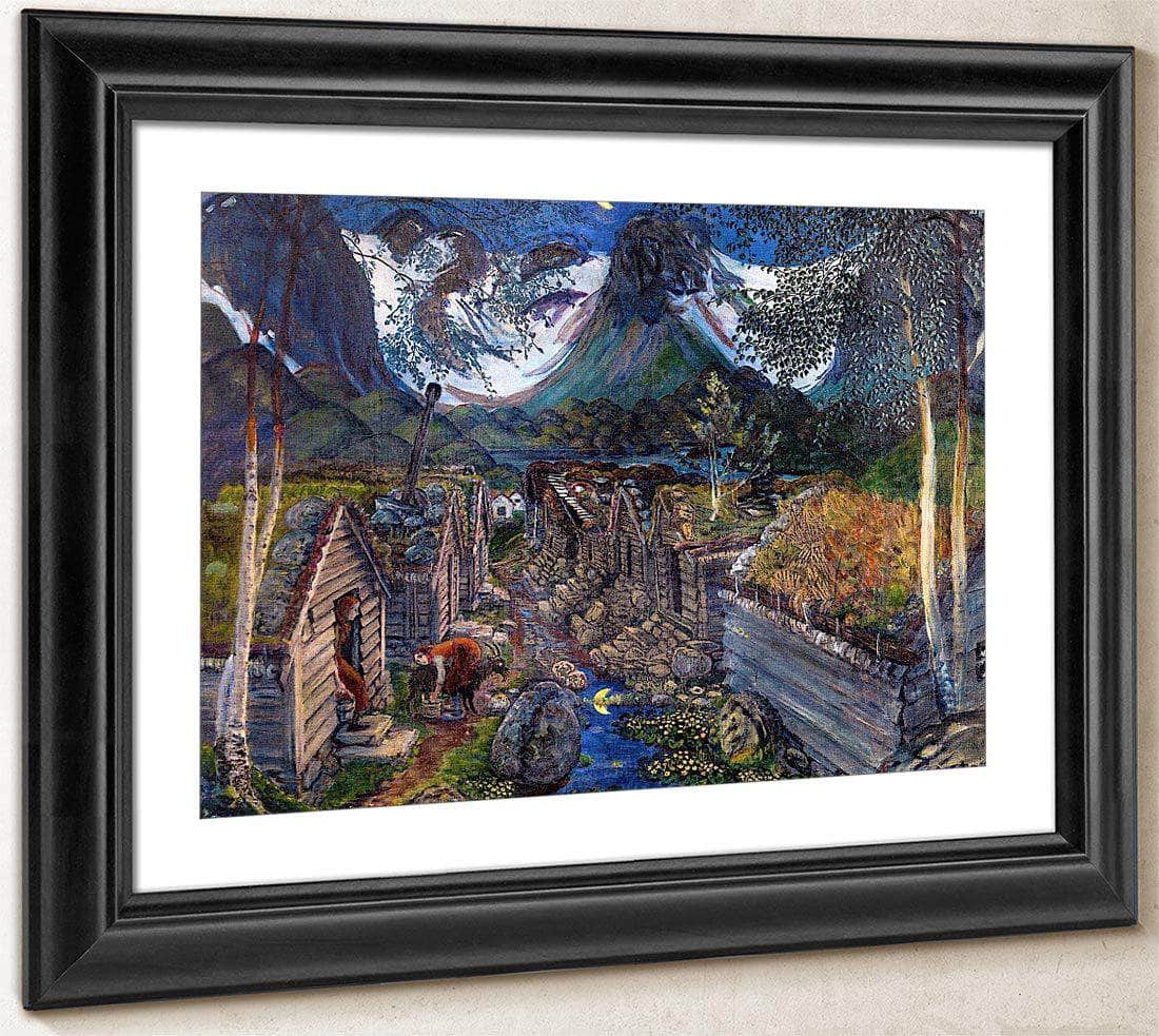 The Befring Mountain Farms By Nicolai Astrup Fine Art Print
