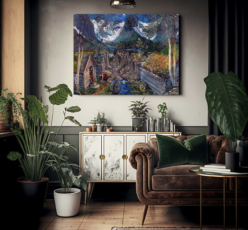 The Befring Mountain Farms By Nicolai Astrup Fine Art Print