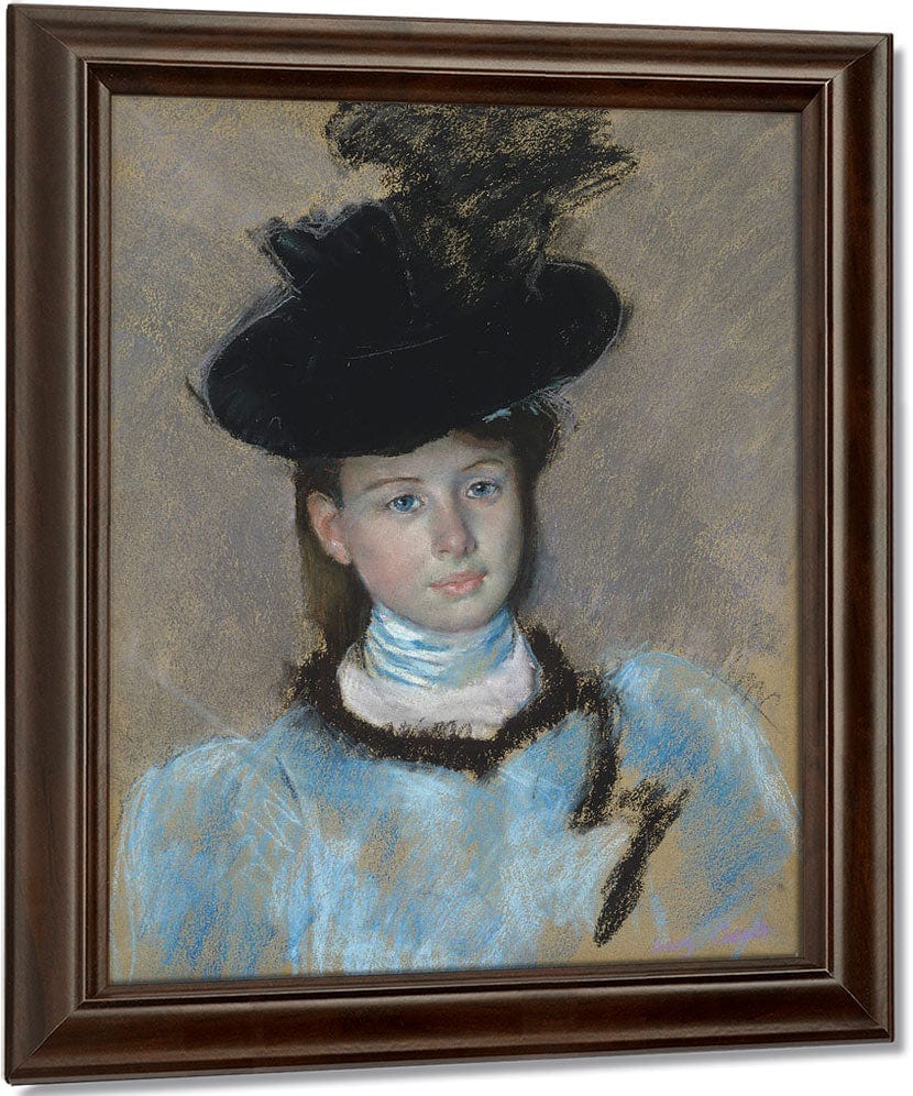 The Black Hat By Mary Cassatt Fine Art Print