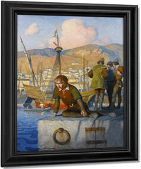 The Boy Columbus On The Wharf At Genoa By NC Wyeth Fine Art Print