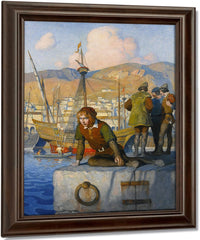 The Boy Columbus On The Wharf At Genoa By NC Wyeth Fine Art Print