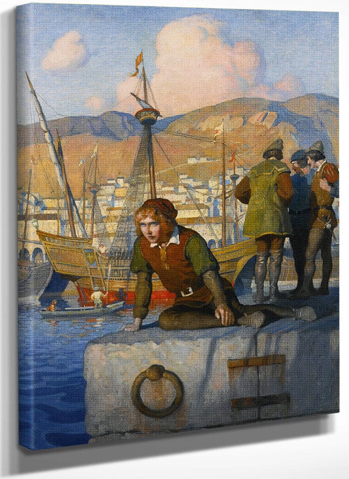 The Boy Columbus On The Wharf At Genoa By NC Wyeth Fine Art Print