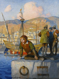 The Boy Columbus On The Wharf At Genoa By NC Wyeth Fine Art Print