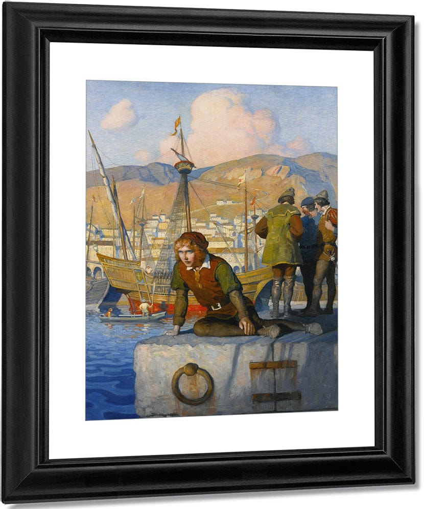 The Boy Columbus On The Wharf At Genoa By NC Wyeth Fine Art Print