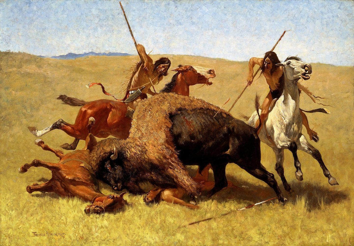 The Buffalo Hunt Painting Frederic Remington Canvas Art Fine Art Print