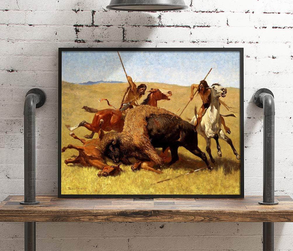 The Buffalo Hunt Painting Frederic Remington Canvas Art Fine Art Print