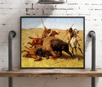 The Buffalo Hunt Painting Frederic Remington Canvas Art Fine Art Print