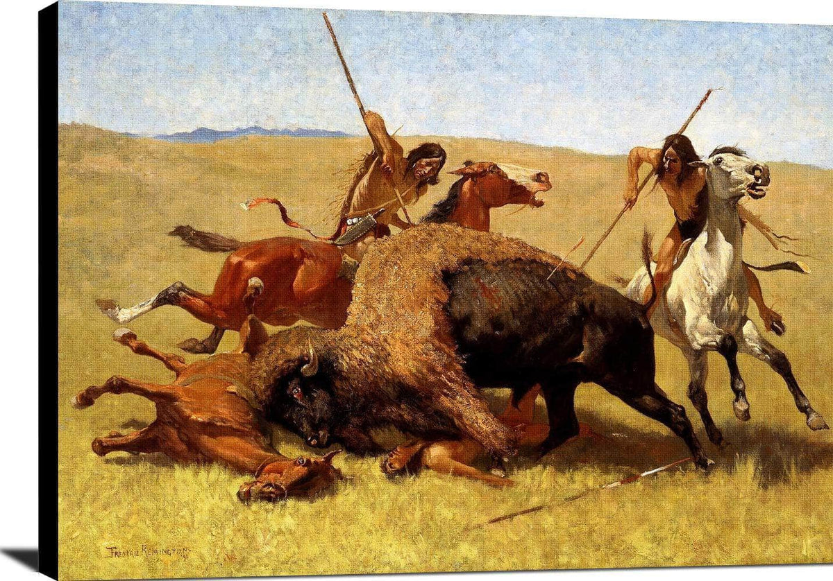 The Buffalo Hunt Painting Frederic Remington Canvas Art Fine Art Print