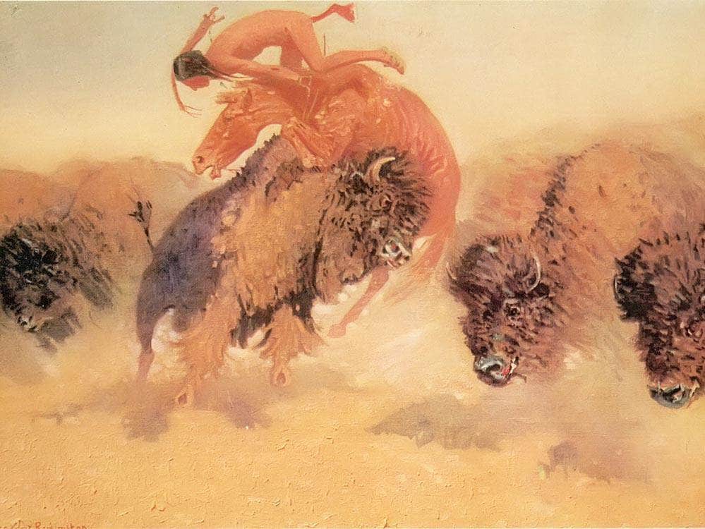 The Buffalo Hunter Aka The Buffalo Runner By Frederic Remington Fine Art Print