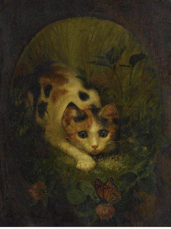 The Butterfly And The Cat By Lilly Martin Spencer Fine Art Print