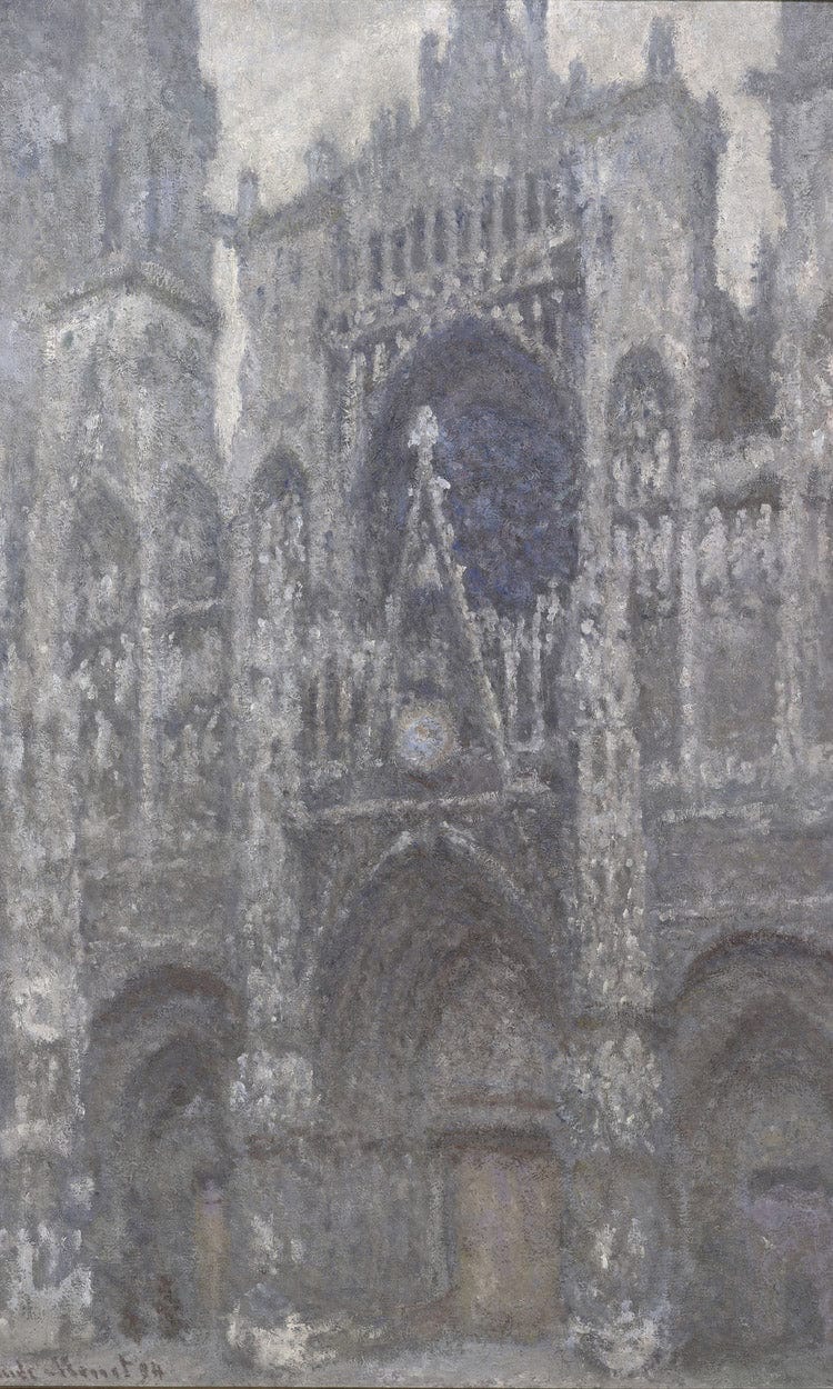 The Cathedral In Rouen. The Portal, Grey Weather By Claude Monet Fine Art Print