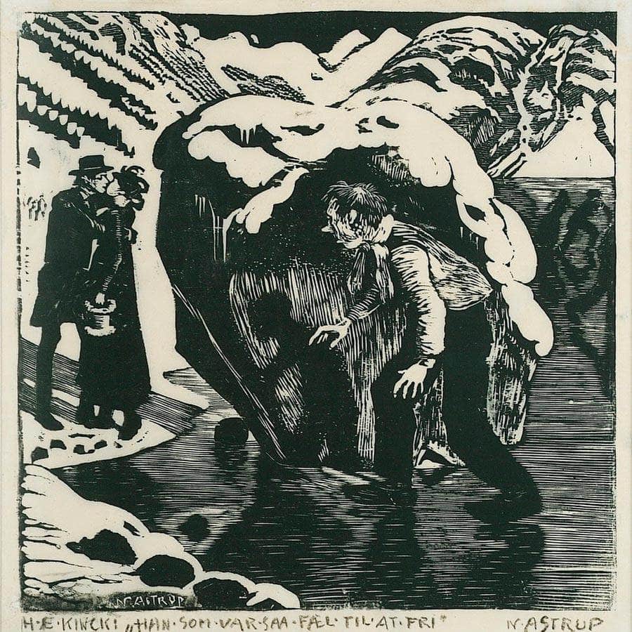 The Chaplain And The Vicar's Daughter On The Ice By Nicolai Astrup Fine Art Print