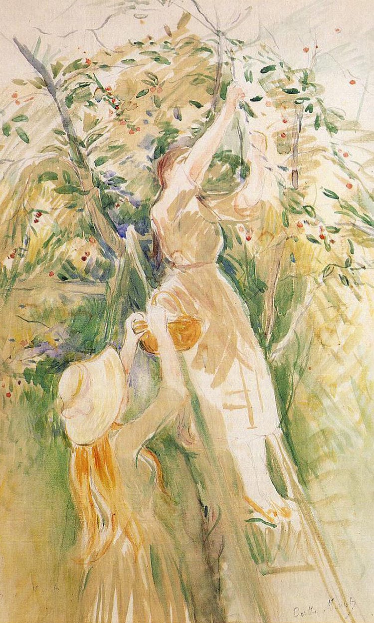 The Cherry Tree Study 1891 44X27Cm Private Collection By Berthe Morisot Fine Art Print