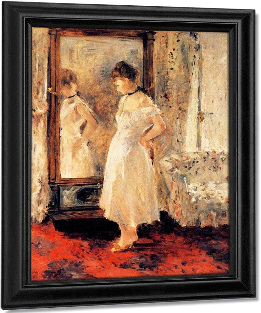 The Cheval Glass 1876 Oil On Canvas 65X54Cm Private Collection By Berthe Morisot Fine Art Print