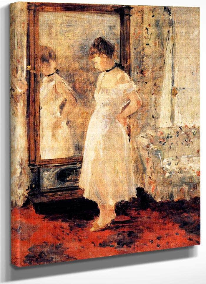 The Cheval Glass 1876 Oil On Canvas 65X54Cm Private Collection By Berthe Morisot Fine Art Print