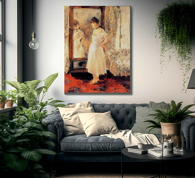 The Cheval Glass 1876 Oil On Canvas 65X54Cm Private Collection By Berthe Morisot Fine Art Print