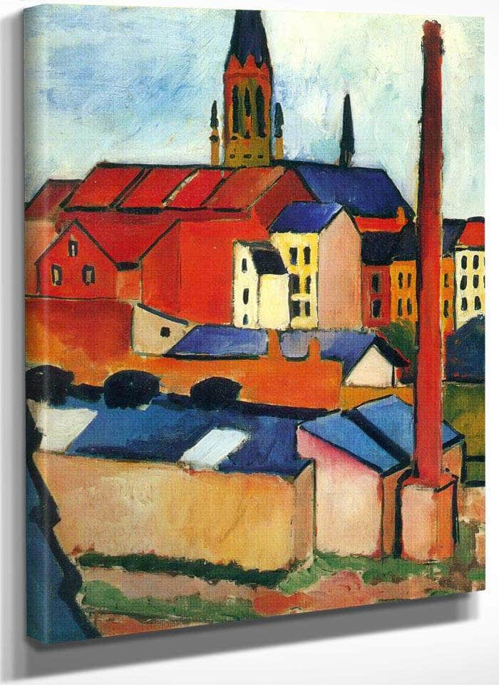 The Church Of St Mary With Houses And A Chimney By August Macke Fine Art Print