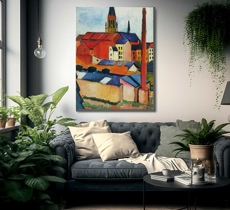 The Church Of St Mary With Houses And A Chimney By August Macke Fine Art Print