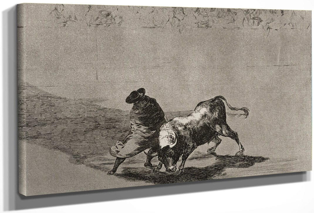 The Clever 'Student Of Falces' Infuriates The Bull By Moving About Wrapped In His Cloak Plate 14 From La Tauromaquia (The Art Of Bullfighting) By Francisco De Goya Fine Art Print