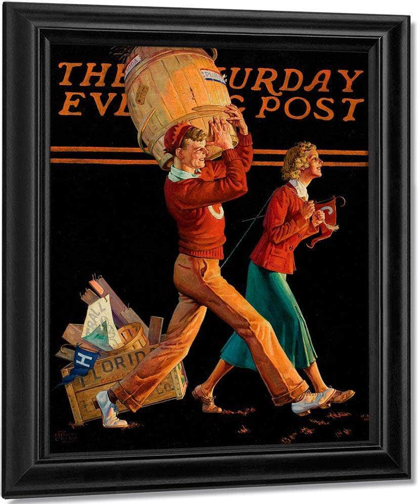 The College Sweethearts Saturday Evening Post Cover November 14 1936 By Monte Crews Fine Art Print