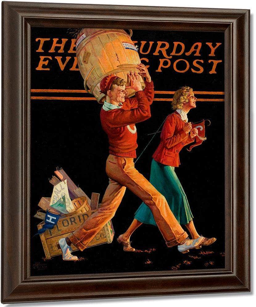 The College Sweethearts Saturday Evening Post Cover November 14 1936 By Monte Crews Fine Art Print