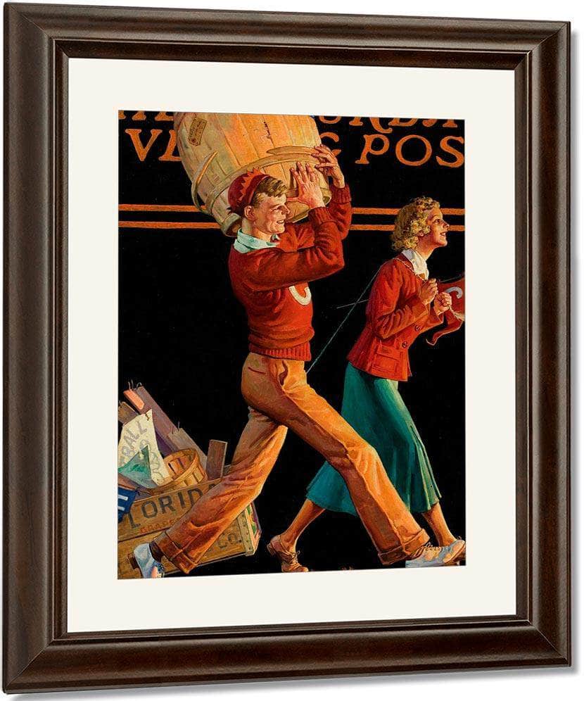 The College Sweethearts Saturday Evening Post Cover November 14 1936 By Monte Crews Fine Art Print