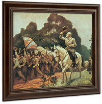 The Confederate Battle Flage Faithful Troops Cheer General Lee By Nc Wyeth Fine Art Print