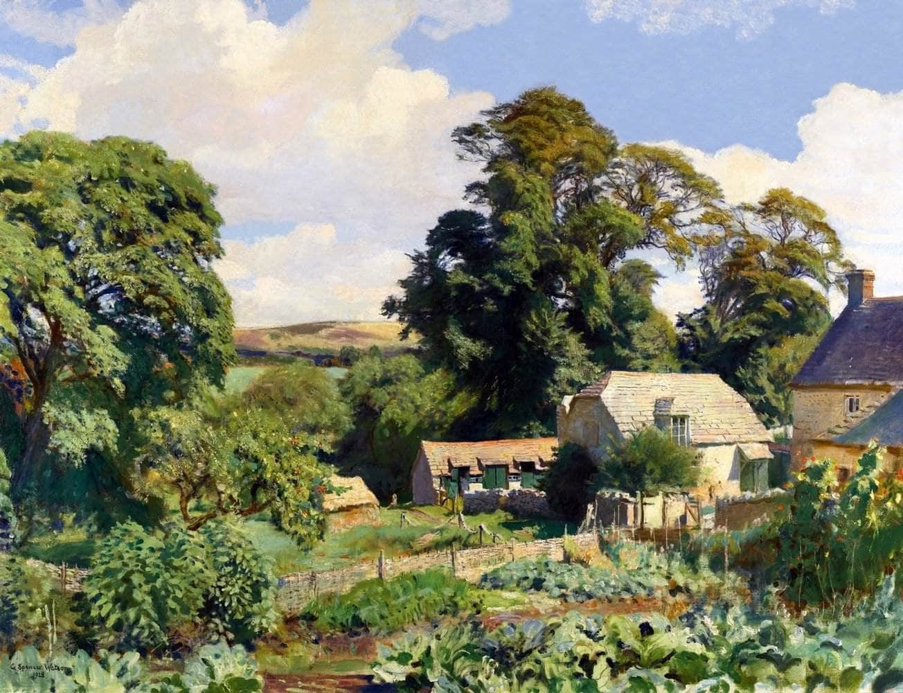 The Cottage Garden Painting George Spencer Watson Canvas Art Fine Art Print