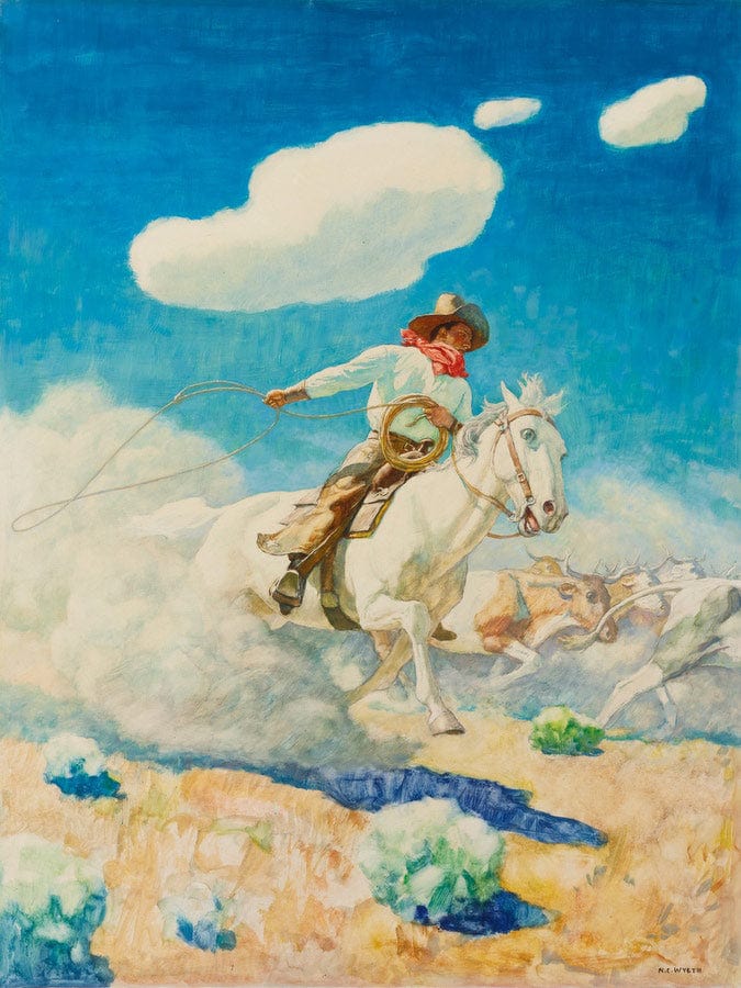 The Cowboy's Life By NC Wyeth Fine Art Print