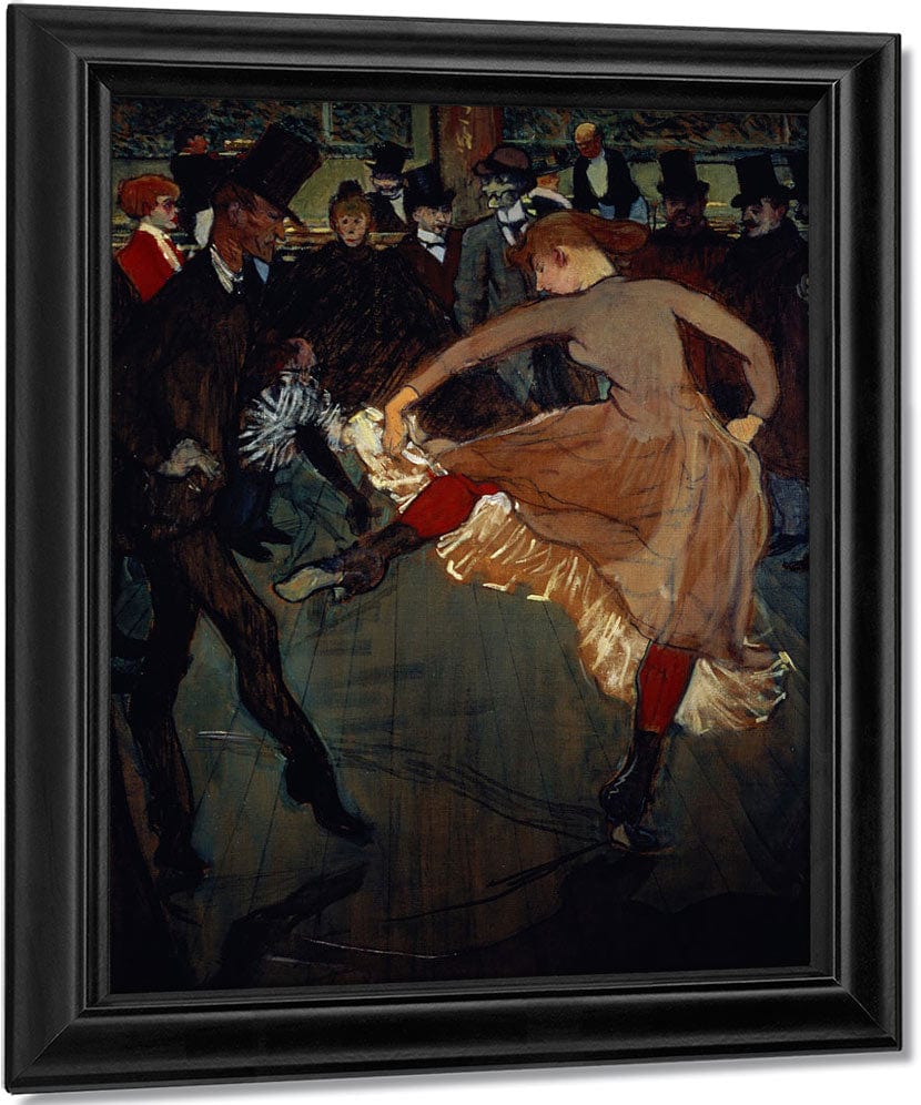 The Dance At The Moulin Rouge Detail Showing Valentin Desosse (The 'Boneless') On The Left Dancing With A Girl With Red Stockings By Henri Marie Raymond De Toulouse Lautrec Monfa Fine Art Print