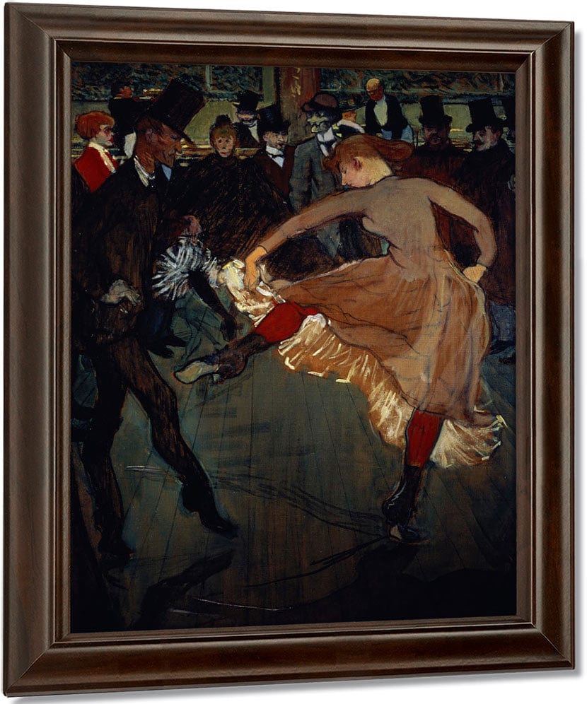 The Dance At The Moulin Rouge Detail Showing Valentin Desosse (The 'Boneless') On The Left Dancing With A Girl With Red Stockings By Henri Marie Raymond De Toulouse Lautrec Monfa Fine Art Print